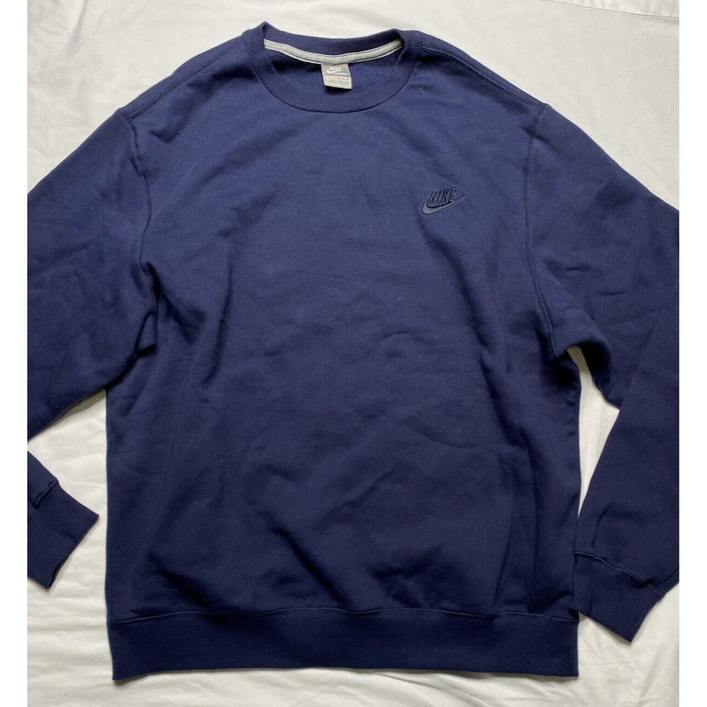 Navy Blue Nike Mini Swoosh Crewneck Sweatshirt XL - Grey Tag
